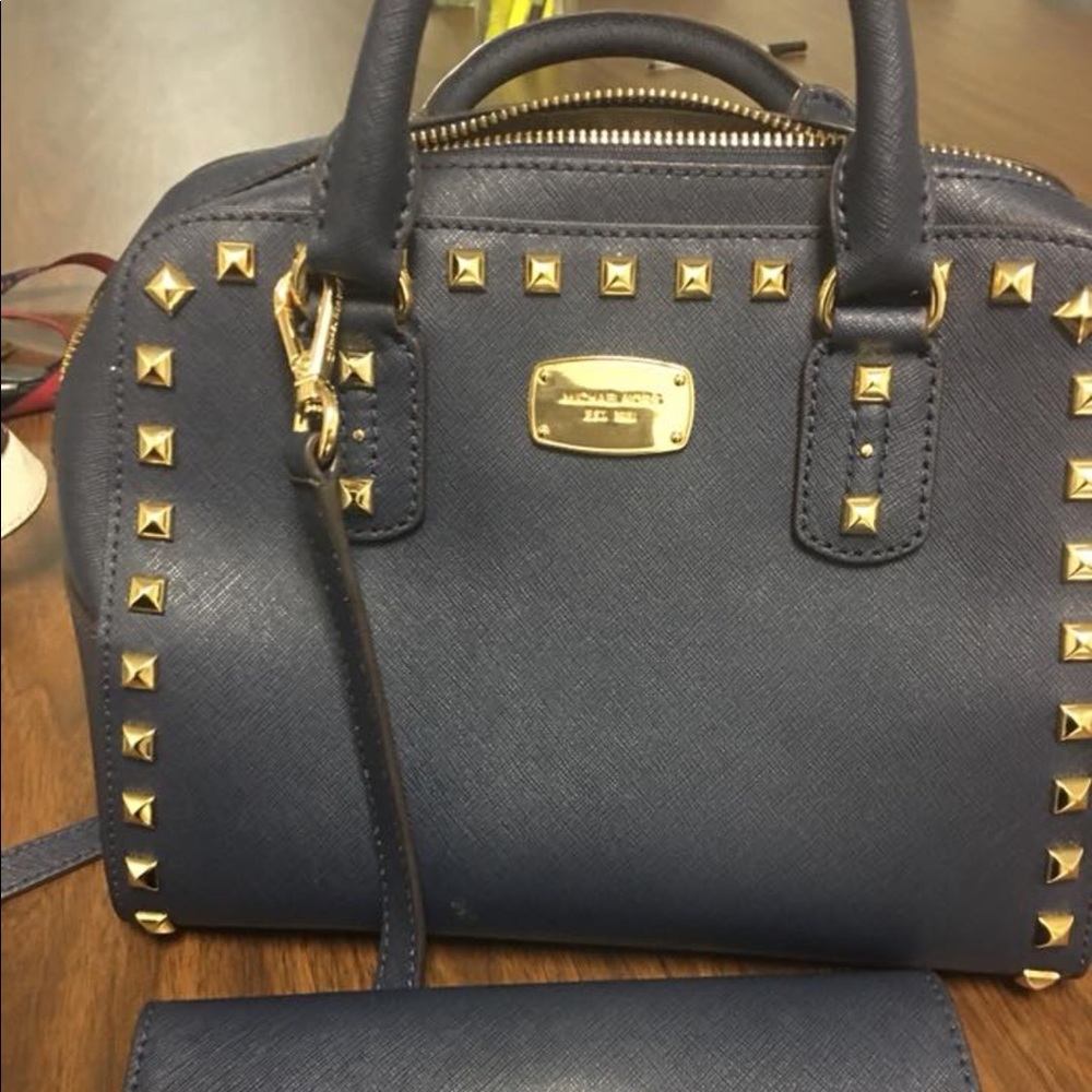 MK leather Navy Blue Purse